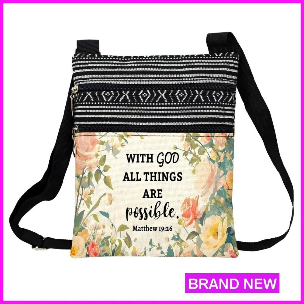 Small Crossbody Bag with Adjustable Strap, Zipper Pockets, Lightweight Polyester
